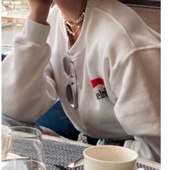 Melrose White Cropped Crewneck Sweatshirt - Picture 2 of 8